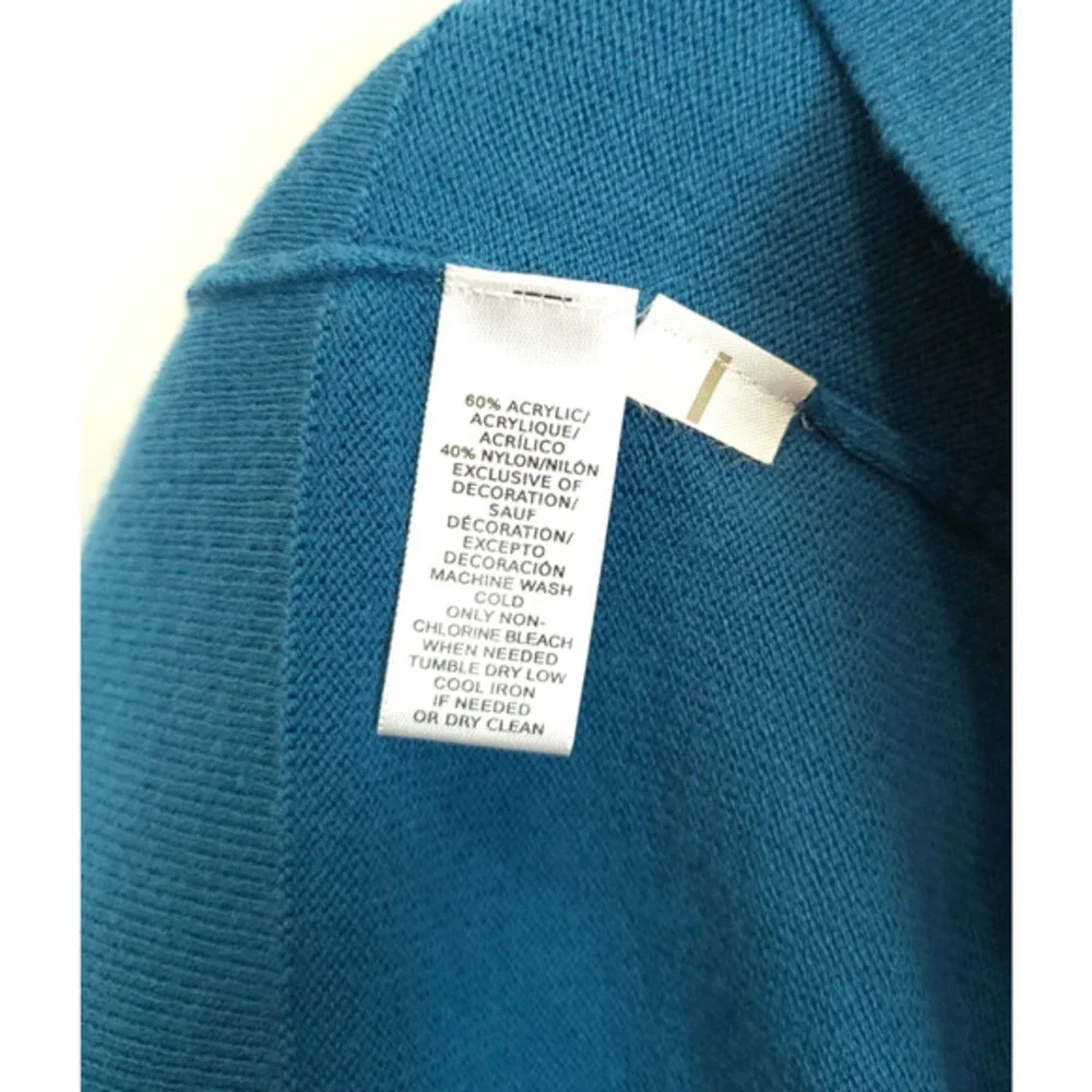 LOFT Sweater Women M Blue Knit Pullover Huskey Dog Stars Graphic Whimsical Cozy - Picture 10 of 12